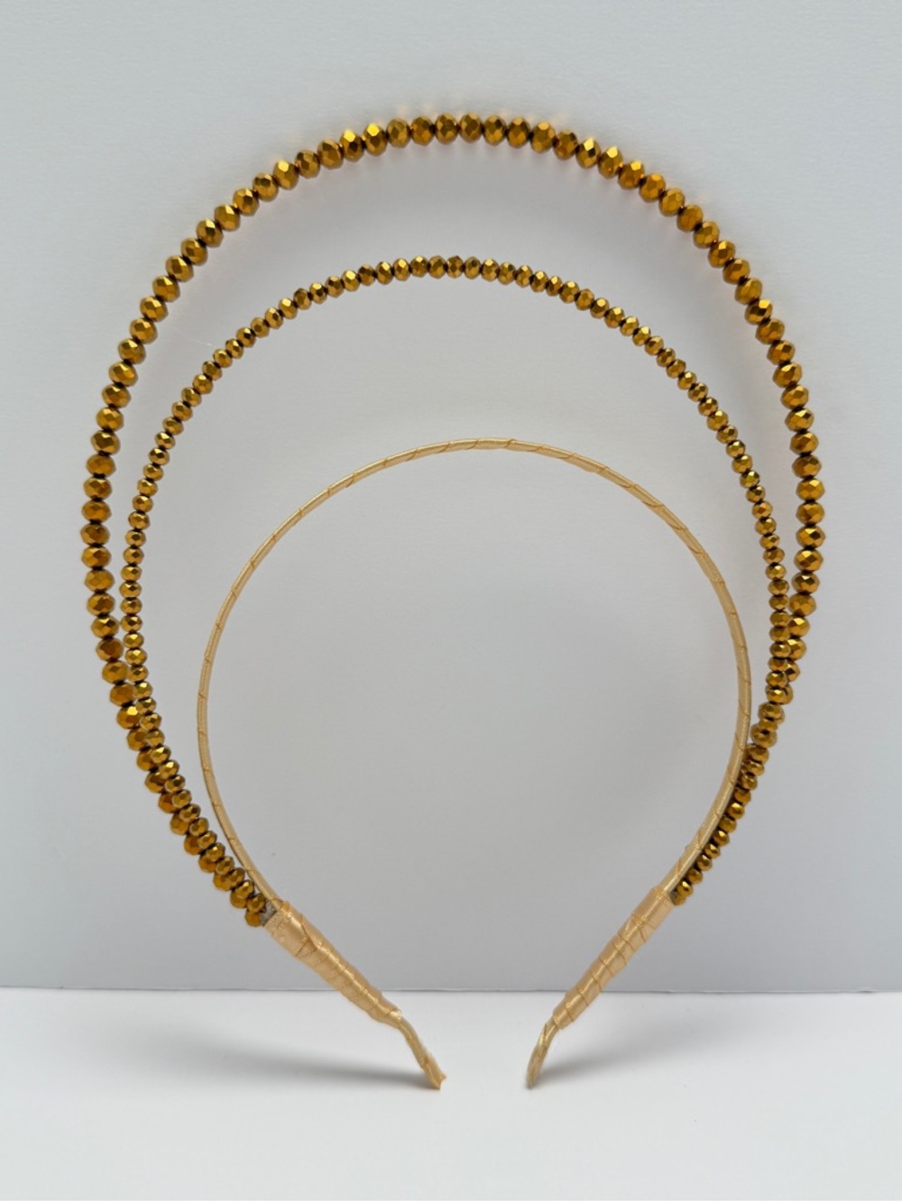Gold Beaded Triple Headband - Women Accessories